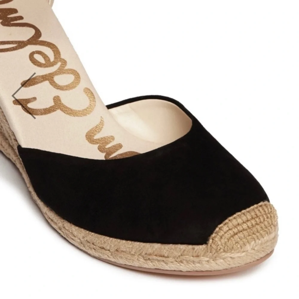 SAM EDELMAN Black Harmony Espadrille, 3.5 inch Heels, Wedge Sandal